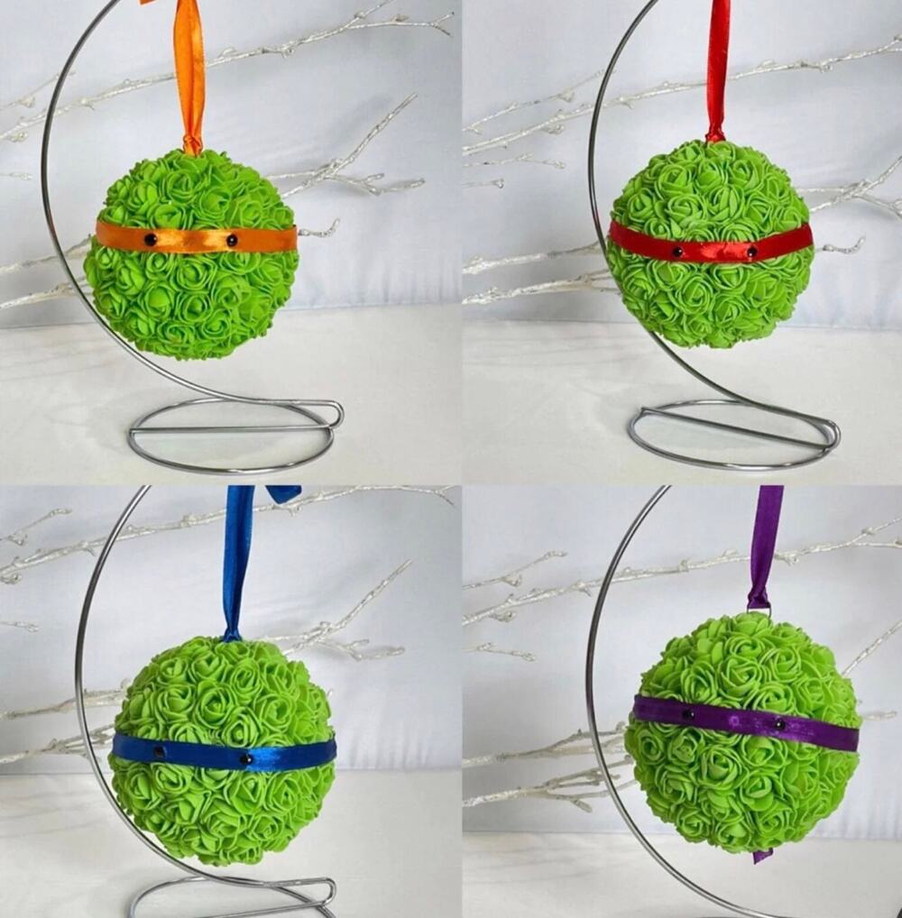 Handmade set of 4 ninja ornaments